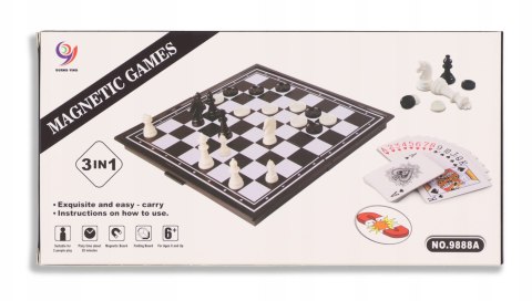 Szachy magnetyczne+warcaby+karty 3w1 Szachy magnetyczne+warcaby+karty 3w1