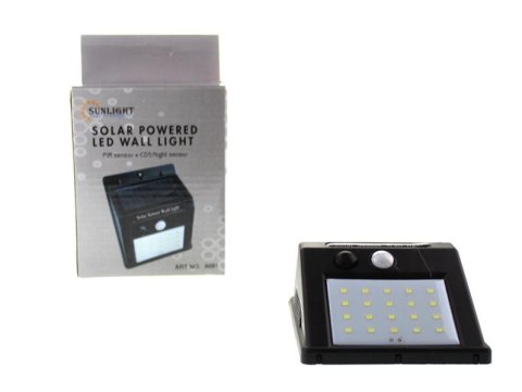 Lampa LED solarna z czujnikiem zmierzchu i ruchu 13x10 cm AE-6091 Lampa LED solarna z czujnikiem zmierzchu i ruchu 13x10 cm AE-6091