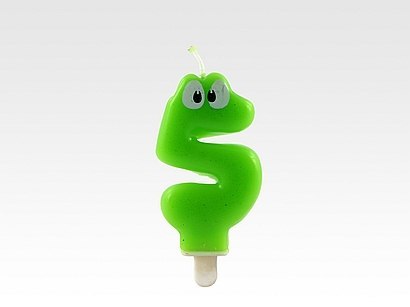 Świeczka "5" H:7,5cm ZIELONA Z OCZAMI 24 szt. 62-75 Świeczka "5" H:7,5cm ZIELONA Z OCZAMI 24 szt. 62-75