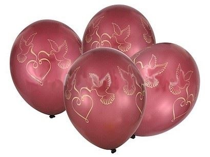 Balony 4szt. złote / bordowe - gołąbki ''12'' | 38-06 Balony 4szt. złote / bordowe - gołąbki ''12'' | 38-06