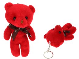 Brelok maskotka MIŚ z kokardką z zawieszką 12x6 cm CZERWONY 12szt SN45637