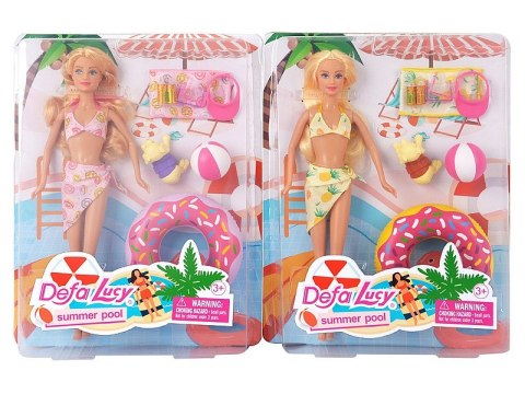 Lalka 29cm na plaży z zabawkami dmuchanymi; 32x22x4,5cm Lalka 29cm na plaży z zabawkami dmuchanymi; 32x22x4,5cm