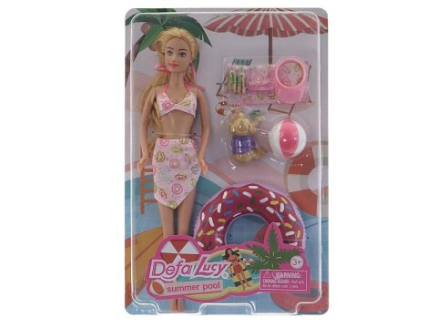 Lalka 29cm na plaży z zabawkami dmuchanymi; 32x22x4,5cm Lalka 29cm na plaży z zabawkami dmuchanymi; 32x22x4,5cm